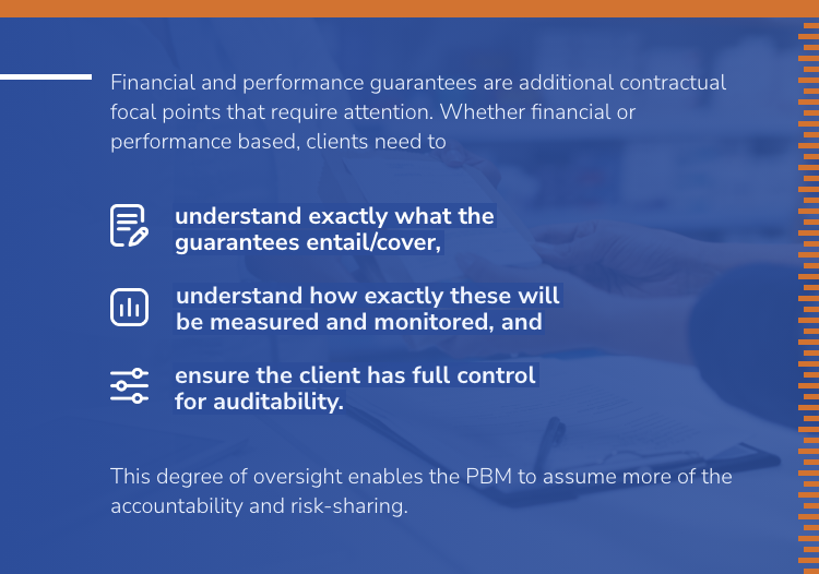 Financial and performance guarantees are additional contractual focal points that require attention.