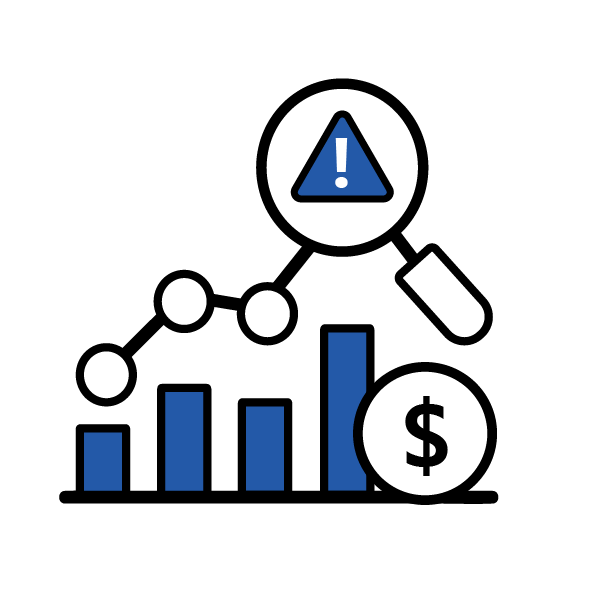 blue risk adjustment bar graph icon